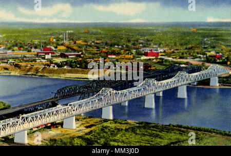 Anzeigen von Brücken. Memphis. 1940 Stockfoto