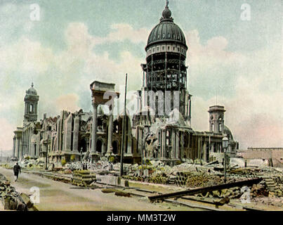 Rathaus nach Erdbeben. San Francisco. 1906 Stockfoto