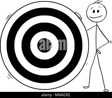 Cartoon von Mann oder Geschäftsmann und großen Dartboard Target Stock Vektor
