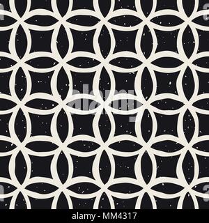 Monochrome minimalistisch nahtlose Muster mit Kreisen. Einfache Hand gezeichnet Textur. Vector Hintergrund mit abgerundeten inky Linien Stock Vektor