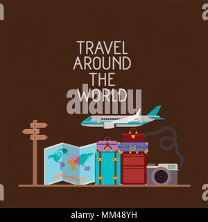 Reisen rund um die Welt der Symbole Stock Vektor