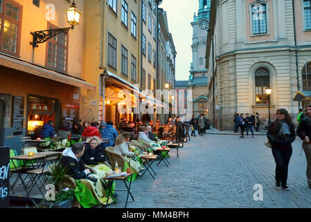 Am späten Nachmittag am Stortorget in Gamla Stan, der Altstadt von Stockholm. Schweden Stockfoto
