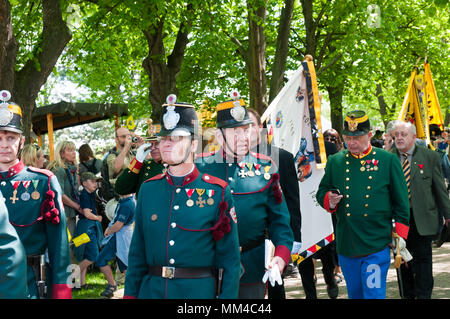 Brandys nL, Tschechische Republik, 28. April 2018, Audienz bei Kaiser Karl I Männer in den Uniformen der österreichisch-ungarischen Armee Stockfoto