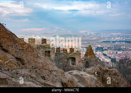 Ein Teil der Stadt und Afyon Afyon Schloss Stockfoto