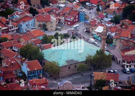 Blick auf die Stadt von der Straße auf die afyonkarahisar Schloss Stockfoto