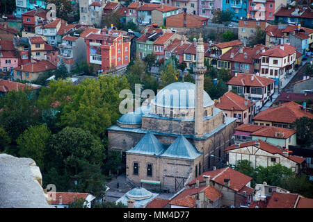 Blick auf die Stadt von der Straße auf die afyonkarahisar Schloss Stockfoto