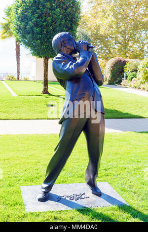 Montreux, Schweiz - Oktober 18, 2017: das Monument von Claude Nobs, Gründer des Jazz Festival Stockfoto