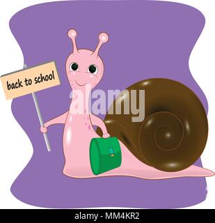 Zurück zu Schule Schnecke Cartoon Stock Vektor