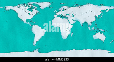 Weltkarte, gezeichnet dargestellt Pinselstriche. Kartographie, geographische Atlas Stockfoto