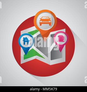 Gps-navigation Anwendung Aufkleber pin-Karten stellen Standorte Vector Illustration Stock Vektor