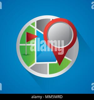 Gps-navigation Anwendung blauen Hintergrund bunte Aufkleber Karten Vector Illustration Stock Vektor