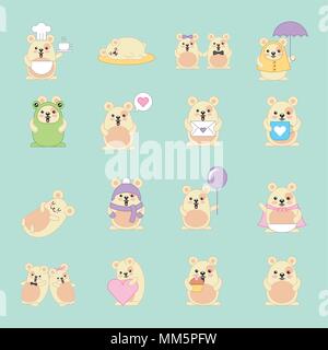 Kawaii Mäuse viele Aktivität Tier cartoon Vector Illustration Stock Vektor