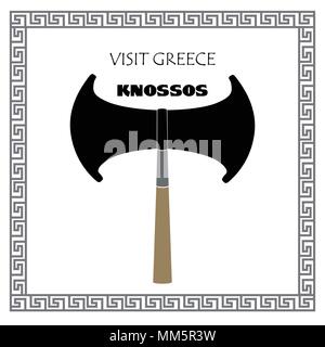 Knossos Symbol. Reisen Griechenland Symbol. Griechische Wahrzeichen. Stock Vektor