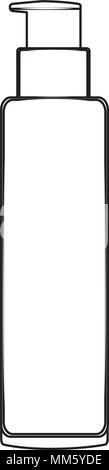 Kosmetische Flasche Sprüher Behälter Spender für Creme Vektor-illustration dünne Linie Stock Vektor