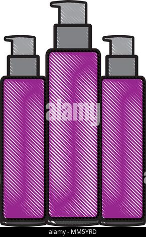 Kosmetische, plastische Flaschen Liquid Gel lotion Vector Illustration Zeichnung Stock Vektor