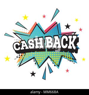 Cash Back Pop Art Emblem. Vector Illustration. Stock Vektor