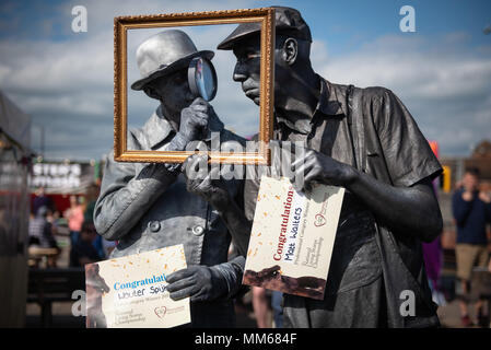 Stratford-upon-Avon, Warwickshire, Großbritannien. 22. April 2018. Der Gewinner des ersten Nationalen in Großbritannien lebende Statue Meisterschaft zog Künstler weltweit Stockfoto