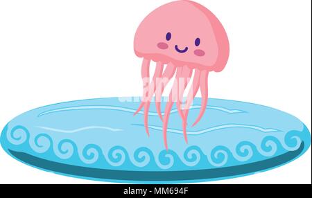 Cute Quallen auf weißem Hintergrund, Vector Illustration Stock Vektor