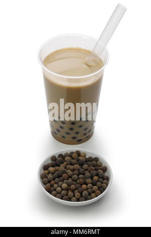 Taiwanesische Bubble Tea und schwarzen Kugeln Tapioka Stockfoto