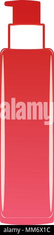 Kosmetische Flasche Sprüher Behälter Spender für Creme Vektor-illustration rote Design Stock Vektor