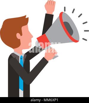 Elegante Geschäftsmann mit Megafon avatar Charakter Vector Illustration Design Stock Vektor