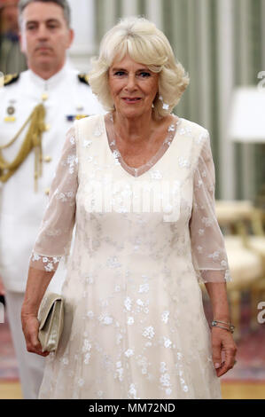 Die Herzogin von Cornwall nimmt an einem offiziellen Abendessen im Presidential Villa in Athen, Griechenland, im Rahmen ihres Besuchs in dem Land. Stockfoto