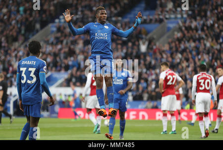 Von Leicester City Kelechi Iheanacho feiert ersten Ziel seiner Seite des Spiels zählen während der Premier League Match für die King Power Stadion, Leicester. Stockfoto