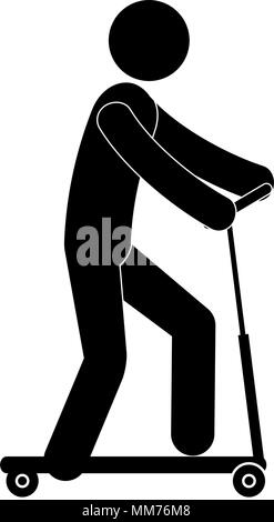 Abbildung menschlichen in Skateboard silhouette Avatar Stock Vektor