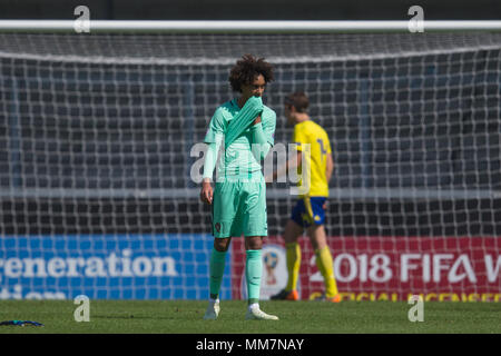 Tomas Tavares (Portugal) Nach dem 2018 UEFA U-17 Meisterschaft Gruppe B Spiel zwischen Schweden und Portugal bei Pirelli Stadion am 10. Mai 2018 in Burton upon Trent, England. (Foto von Richard Burley/phcimages.com) Stockfoto