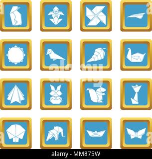 Origami Icons Set sapphirine square Vektor Stock Vektor