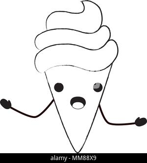 Kawaii überrascht Eis Symbol auf weißem Hintergrund, Vector Illustration Stock Vektor