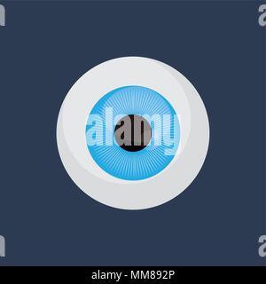 Augapfel mit Blue Iris über blauen Hintergrund, farbenfrohen Design. Vector Illustration Stock Vektor