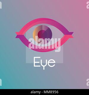 Farbenfrohes Design mit Auge Symbol über lila und blau hintergrund, vetor Abbildung Stock Vektor