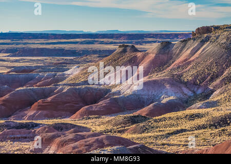 Bunt gemalte Wüste Landschaften gesehen von entlang der Park Road in der Sektion in Petrified Forest National Park nördlich von Interstate 40, Arizona Stockfoto