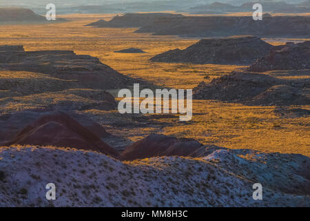 Bunt gemalte Wüste Landschaften gesehen von entlang der Park Road in der Sektion in Petrified Forest National Park nördlich von Interstate 40, Arizona Stockfoto