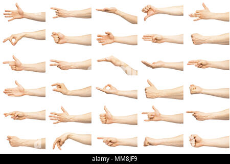Mehrere männliche kaukasischen Handgesten Stockfoto