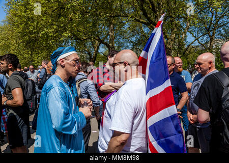 Menschen, die in der Aussprache, Speakers Corner, Hyde Park, London, England Stockfoto