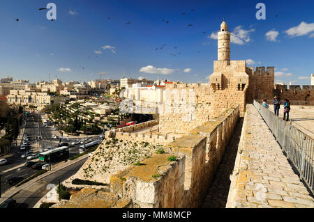 Jerusalem Landschaft als von der alten Stadtmauer zu sehen. Stockfoto