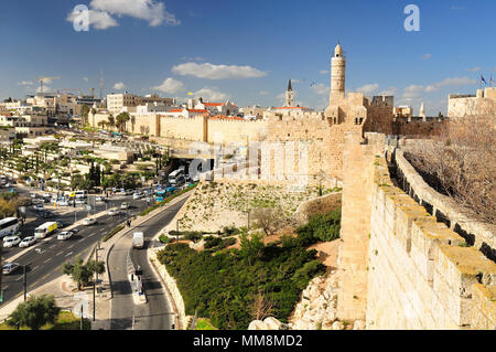 Jerusalem Landschaft als von der alten Stadtmauer zu sehen. Stockfoto