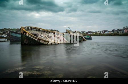 Schiffswracks an hooe See, Plymouth, Devon Stockfoto