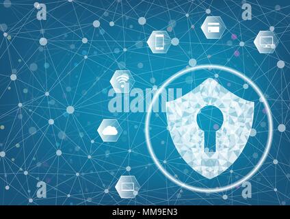 Internet Security online Konzept: Vorhängeschloss mit Schlüsselloch Symbol in. die persönlichen Daten Sicherheit veranschaulicht cyber Datensicherheit oder Privatsphäre Idee. B Stock Vektor