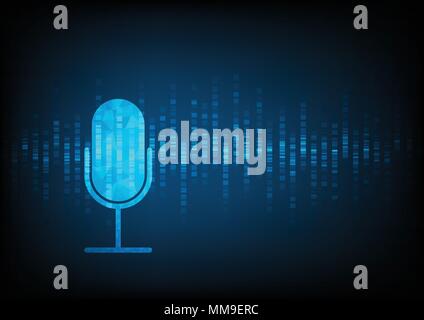 Abstrakte Symbol Mikrofon auf Digital Sound wave Hintergrund. Stock Vektor