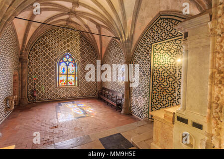 Sintra, Portugal - 21. März 2018: Künstlerische Gothic Dekoration im berühmten Pena Palast von Sintra Stockfoto