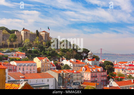 Historischen Zentrum von Lissabon an sonnigen Tag, Portugal Stockfoto