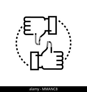 Vorlieben und Abneigungen - Line Design einzelner isolierter Symbol Stock Vektor