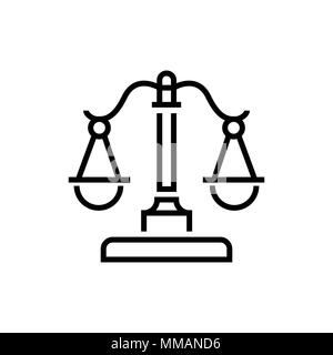 Gerechtigkeit Skalen - Line Design einzelner isolierter Symbol Stock Vektor