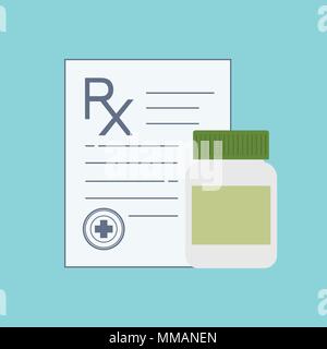 Medizin Flasche für Pillen, Drogen, Tabletten, Kapseln Vitamine. Medizinische kapseln Container. Ärztliche Verschreibung Rx unterzeichnen. Mock up für Ihr Design. Isola Stock Vektor