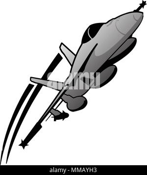 Militärische Fighter Jet Flugzeug Vector Illustration Stock Vektor