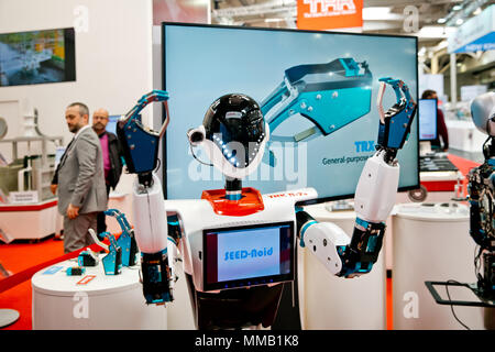 Hannover, Deutschland - April, 2018: Roboter am Stand von THK auf der Messe in Hannover, Deutschland Stockfoto