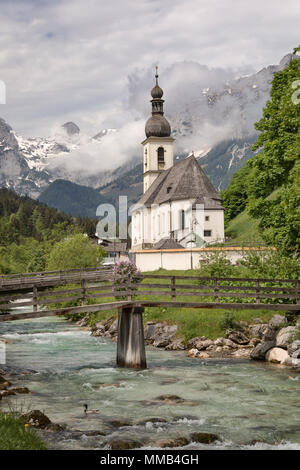St. Sebastian Kirche in Ramsau / Bayern Stockfoto